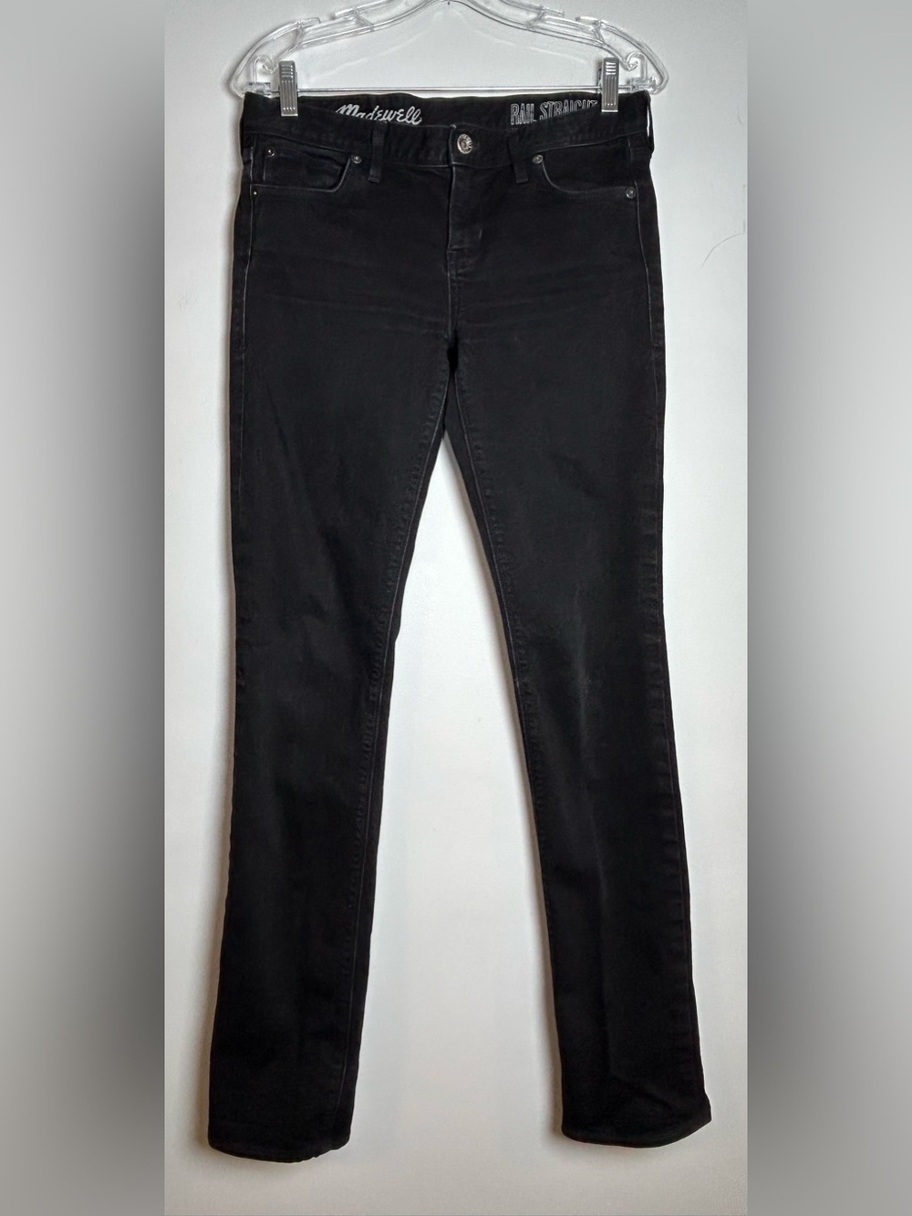 Madewell rail straight jeans black wash size 28 mid rise straight leg denim